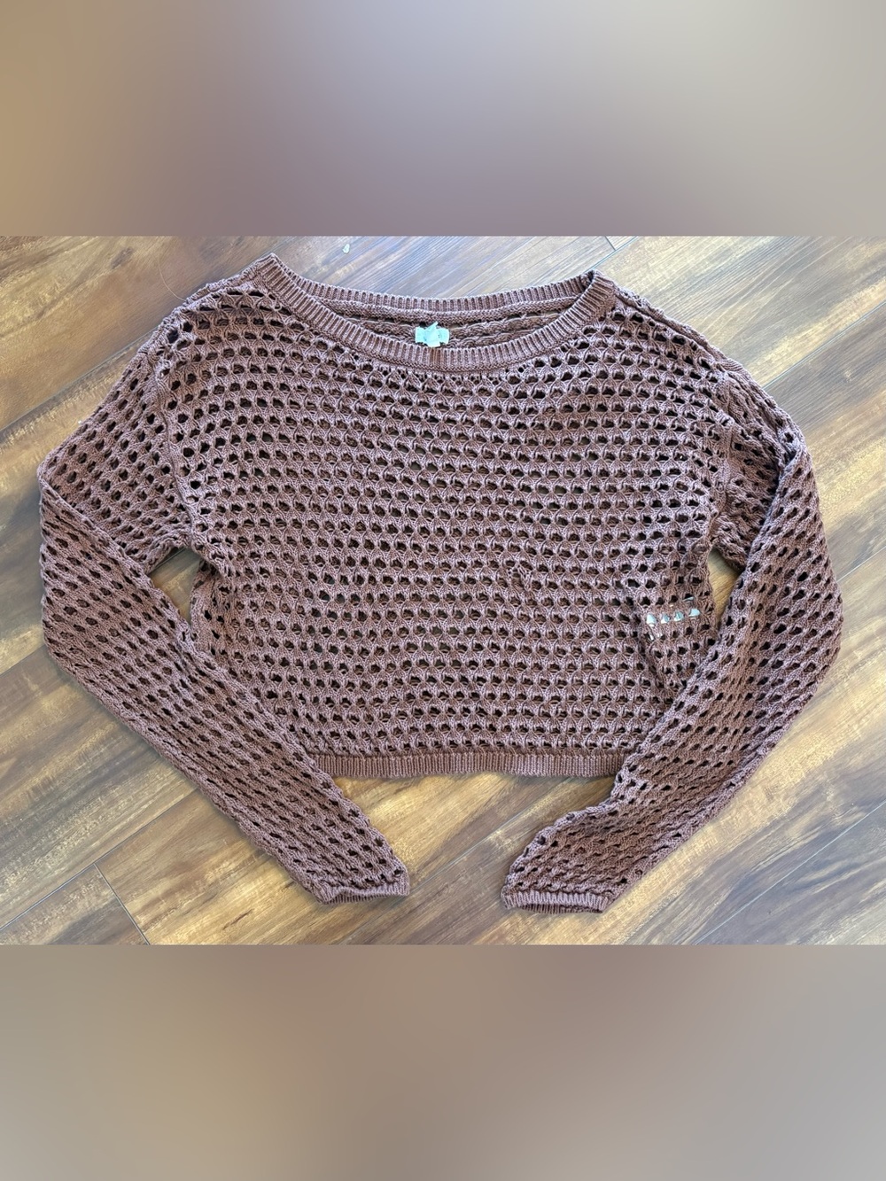 Aerie Open-Knit Brown Women's Sweater Crop Top